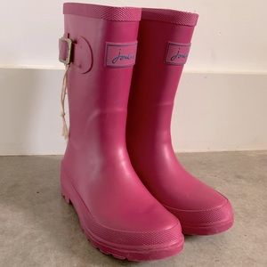 joules Girls Pink Navy Rainboots